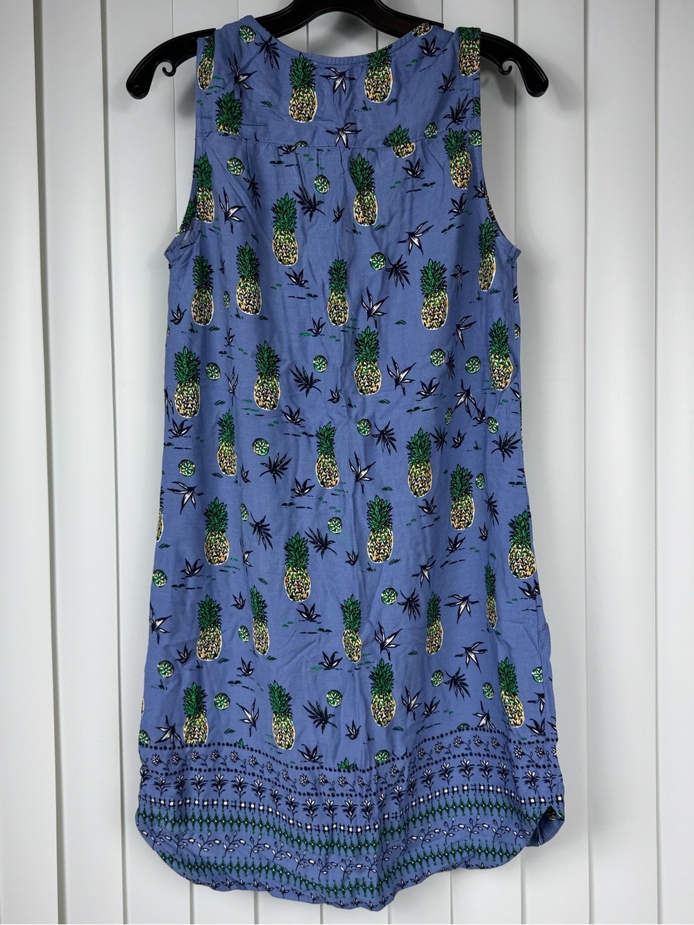 BeachLunchLounge Pineapple Print Sleeveless Shift Dress Small Blue Tropical Boho - Picture 3 of 7